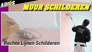 MUUR SCHILDEREN Rechte lijnen schilderen langs plafond Schildersbedrijf Edens Apeldoorn 2018 [upl. by Arissa]