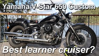 Yamaha VStar 650 Custom Review  Best beginner cruiser [upl. by Lzeil]