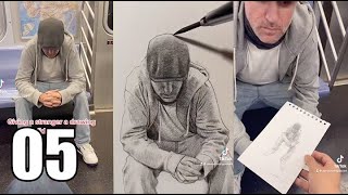 Drawing realistic portraits of strangers on the NYC subway compilation 5 [upl. by Kary246]