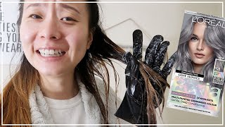 TRIED TO DYE MY HAIR SILVER  quarantine vlog [upl. by Akela]