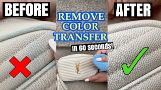 HOW TO REMOVE COLOR TRANSFERDENIM STAINS FROM LEATHER BAGS in 60 seconds  EASY TRICK [upl. by Lovich]