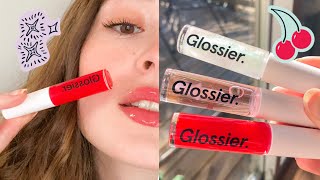 NEW SHADES of Glossier Lip Gloss REVIEW  SWATCHES 🍒 [upl. by Eniamrej756]