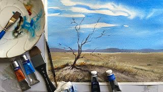 SKY PRACTICE Simple Loose Watercolor Landscape Painting Desert amp Mountains Beginners Watercolour [upl. by Solitta]