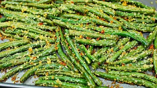 Garlic Parmesan Roasted Green Beans Recipe [upl. by Fawne]