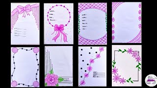 8 Easy Border design for project  Easy border design  Designs for front page  paper design [upl. by Kenton]