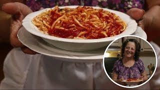 Pasta Grannies  Handmade spaghetti with tomato sauce Maccaronara [upl. by Castorina]