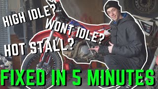 How To Fix A Dirt Bike That Wont Stay Running  High Idle  Hot stall [upl. by Gniw217]