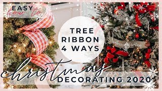 HOW TO PUT RIBBON ON A CHRISTMAS TREE  4 EASY RIBBON TUTORIALS [upl. by Sivatco]