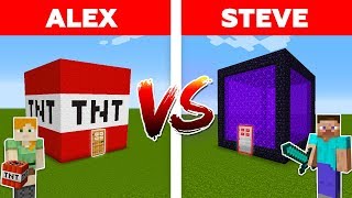 MINECRAFT  ALEX vs STEVE PORTAL HOUSE vs TNT HOUSE  The Best Episodes [upl. by Eeraj]