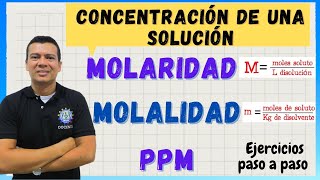 MOLARIDAD M molalidad m y partes por millón ppm [upl. by Cormac]