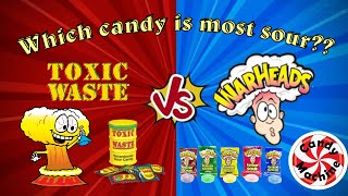 Which Candy Is Most Sour  Toxic Waste VS Warheads [upl. by Sylirama]