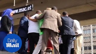 Ethiopian prime minister narrowly escapes after rally grenade attack [upl. by Ardnik976]