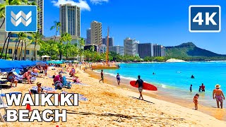 4K Waikiki Beach in Honolulu Oahu Hawaii USA  Walking Tour Vlog amp Vacation Travel Guide 🎧 ASMR [upl. by Stuppy984]