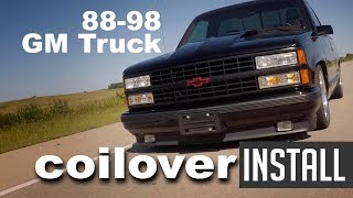 8898 Chevy C1500 Ridetech Coilover Install  Lowered Performance Suspension [upl. by Haase]