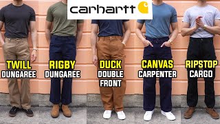 COMPLETE Guide To Carhartt Work Pants Double Front Ripstop Cargo Carpenter TwillRigby Dungaree [upl. by Sashenka]