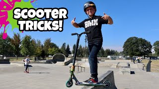 Scooter Skatepark Tricks First Time [upl. by Harmaning416]