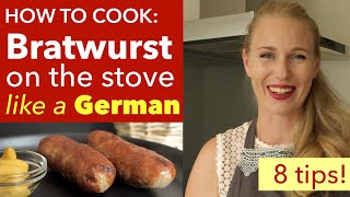 How to Cook Bratwurst on Stove German Way  How to Pan Fry Bratwurst [upl. by Rizzi]