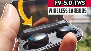 F9 50 TWS Bluetooth Earphones 50 Unboxing Black  New Generation Heavy Bass [upl. by Nadoj]