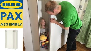 IKEA PAX Wardrobe Assembly with IKEA HASVIK Sliding Doors [upl. by Notaes]