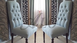 DIYHOW TO REUPHOLSTER A DINING ROOM CHAIR WITH BUTTONS  ALO Upholstery [upl. by Asetal]