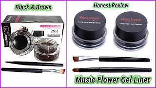 MUSIC Flower Gel Eyeliner Review In HindiBlack amp Brown [upl. by Eikram]