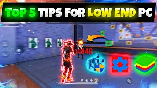 Top 5 settings for Low End PC players bluestacks  free fire lag fix tips [upl. by Burnard238]