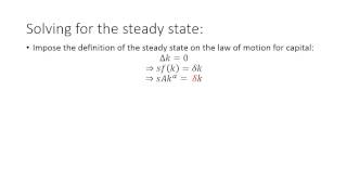 Solow Growth Model  Part I The Steady State [upl. by Yrreg413]