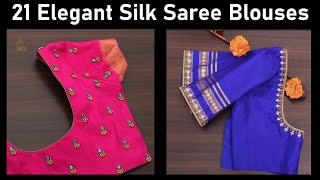 21 Elegant blouse designs to match with silk sarees  Neck amp Sleeve design  simple Aari work [upl. by Meara]