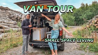 HOME MADE TINY VAN TOUR  FIAT DOBLO MICROCAMPER [upl. by Idnib]