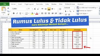 Cara Membuat Rumus Lulus dan Tidak Lulus di Excel Otomatis [upl. by Merow]