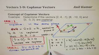 Show the vectors 2 4 1 8 10 5 and 5 3 2 are coplanar Three Different Approaches [upl. by Helms393]