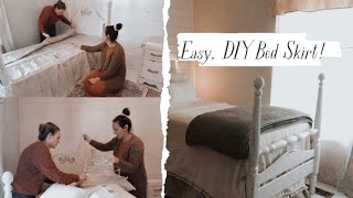 THRIFTED Bedspread  DIY Bed Skirt  Thrifting my Home Decor [upl. by Melliw]