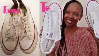 How I clean white converse  Simple Hacks no bleach [upl. by Liryc]