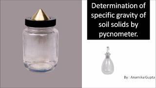 Determination of Specific Gravity of soil  Pycnometer [upl. by Nedrah]