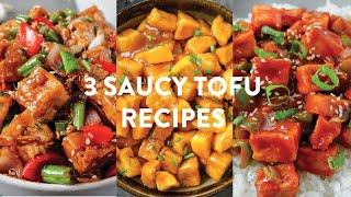 3 SAUCY TOFU RECIPES  Easy Vegan Orange Ginger Sesame Sweet amp Spicy Tofu  HOW TO COOK TOFU [upl. by Llerdna]