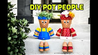 DIY POT PEOPLE  EASY GARDEN DECOR [upl. by Nonnairb]