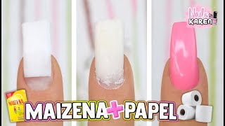 UÑAS POSTIZAS con PAPEL HIGIÉNICO y MAIZENA [upl. by Sheba]