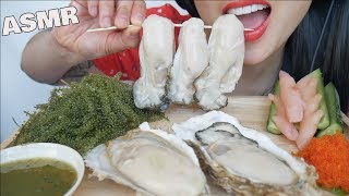 ASMR GIANT OYSTERS  FRESH SEAGRAPES  SEAFOOD SAUCE EATING SOUNDS NO TALKING  SASASMR [upl. by Ahsiekram]