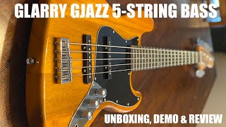 Glarry 5 string GJazz bass unboxing demo and review [upl. by Valleau382]