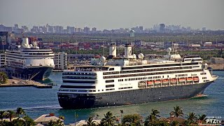 Holland America Lines MS ZAANDAM amp MS ROTTERDAM Arriving into Port Everglades  422020 [upl. by Dhumma983]