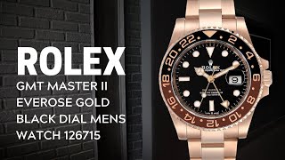 Rolex GMT Master II Everose Gold Black Dial Mens Watch 126715 CHNR Review  SwissWatchExpo [upl. by Sargent]