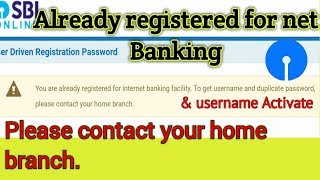 Sbi Already registered for internet banking  Activate username  without contact your branch [upl. by Sosthina]