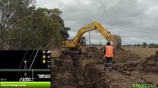 Excavator Topcon GPS Pipeline digging [upl. by Tenneb283]