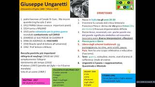 📗 GIUSEPPE UNGARETTI vita opere  ERMETISMO semplice x MEDIE [upl. by Atinyl]