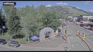 Jackson Wyoming Town Square Live Webcam  SeeJHcom [upl. by Dillie]