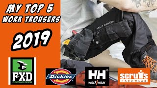 My Top 5 Work Trousers Reviewed in 2019 Includes FXD Dickies Helly Hansen and Scuffs Work Trousers [upl. by Cralg]