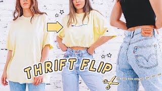 12 SUMMER THRIFT FLIPS ☆ jeans to shorts cropped tops patches  more diys [upl. by Ahseym]