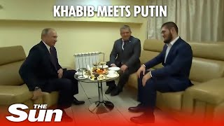 Khabib meets Putin after McGregor victory [upl. by Haldes]