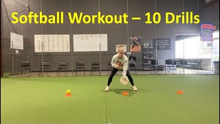 Softball Workout  10 Drills [upl. by Shiau146]