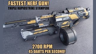 FASTEST NERF GUN TRIPLE RAPIDSTRIKE STAMPEDE w ROUGHCUT INTEGRATION [upl. by Kimmi]